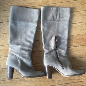J. Crew tall tan leather boots 8.5 stacked heel. Real leather. Worn 2-3 times.
